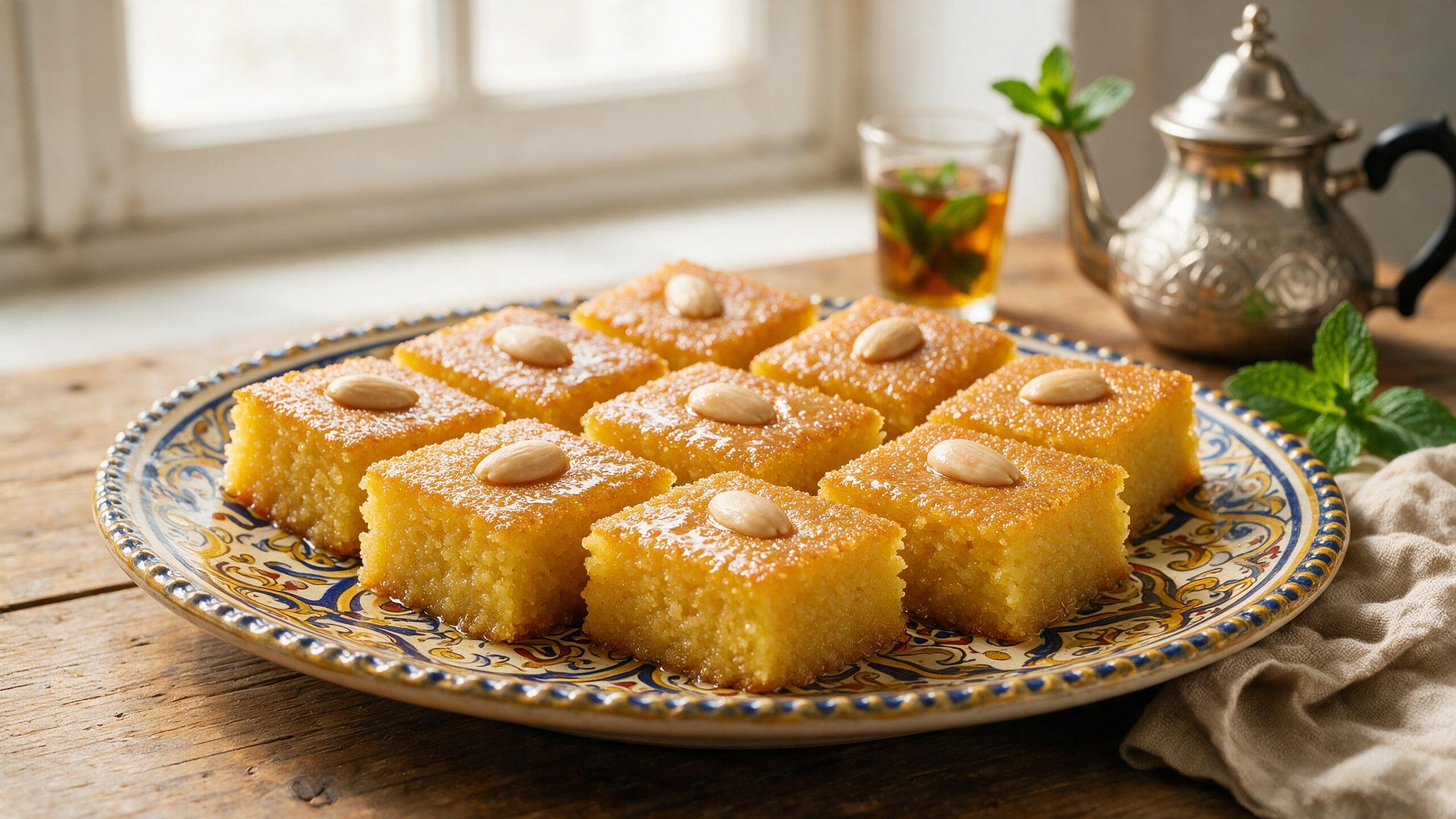 Gâteau de semoule au miel et amandes