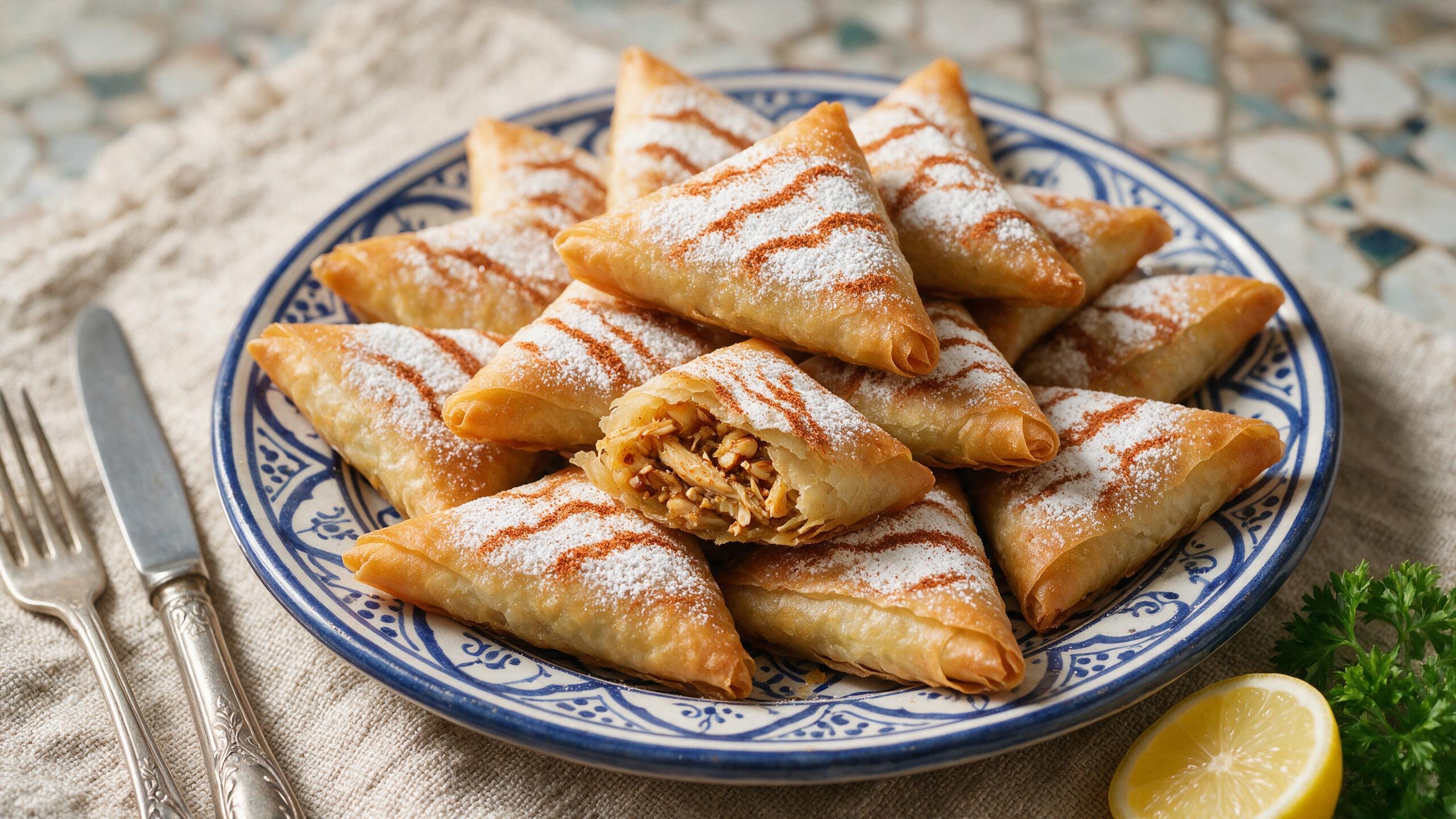 Briouates au poulet et amandes