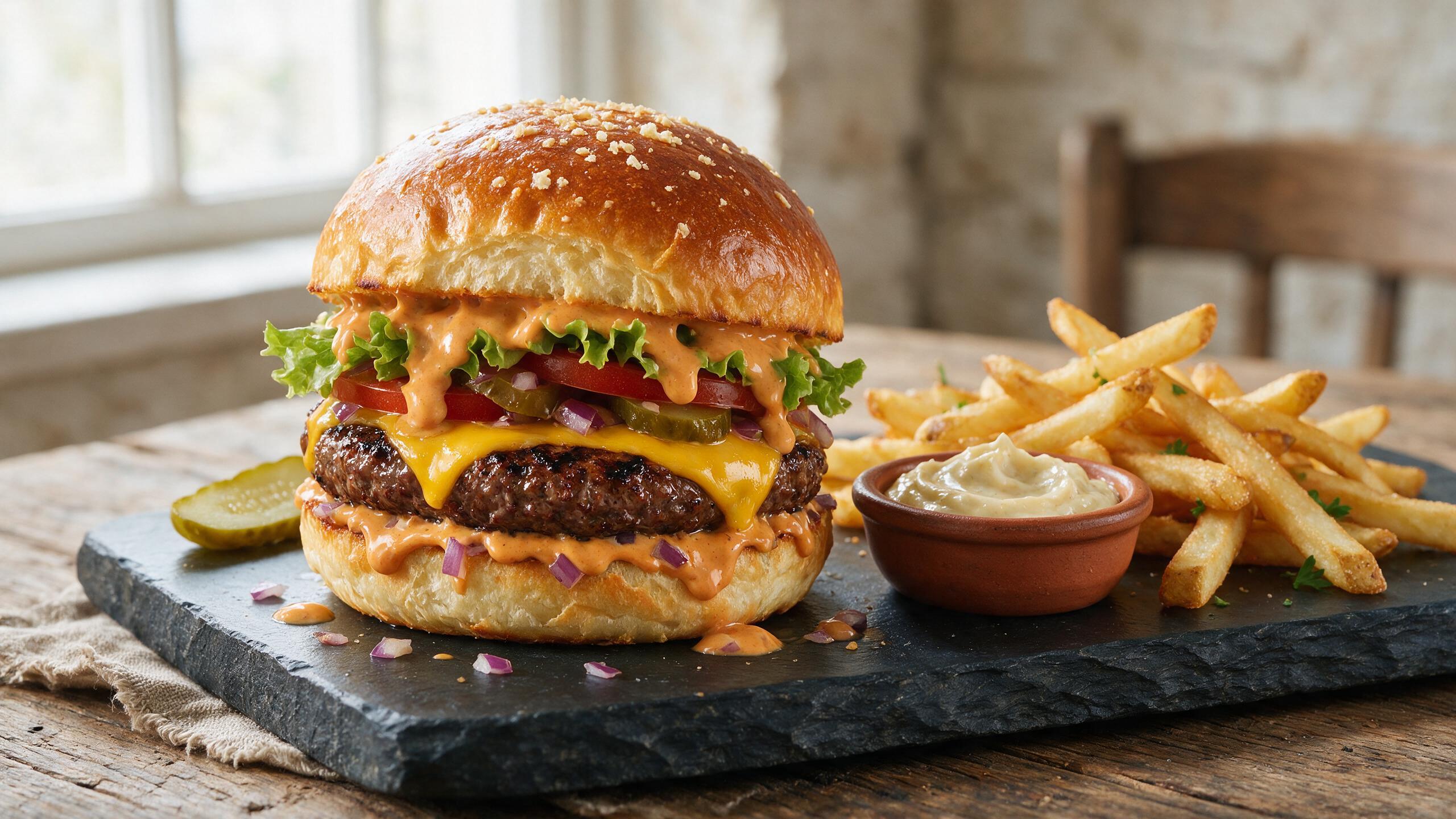 Burger de bœuf maison à la sauce burger